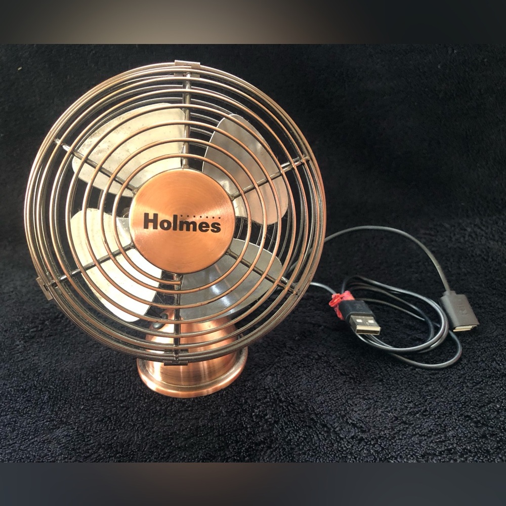 Holmes HNF0466 USB Mini Table Fan Copper Metal 4” Table Adjustable Fan Tested